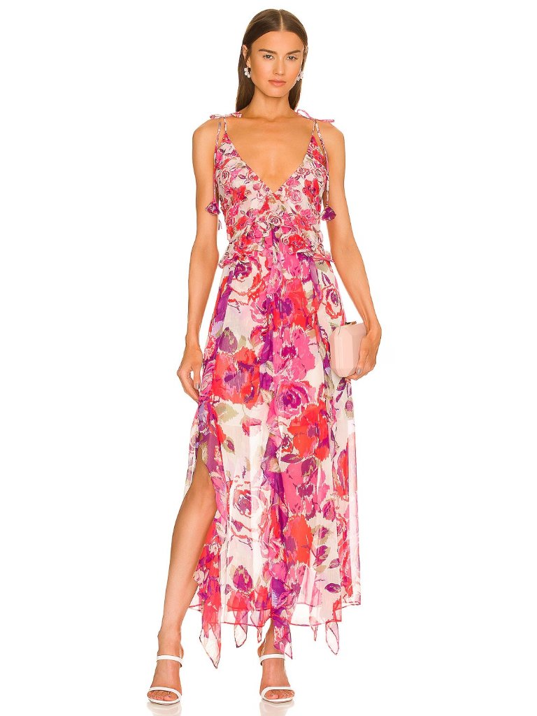 Misa Los Angeles Diana Dress In White Coming Up Roses